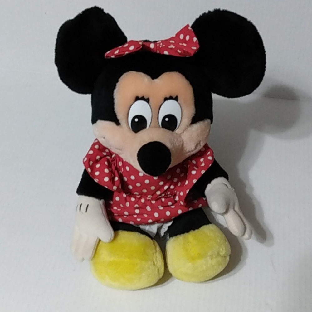 Vtg 1990s Minnie Mouse Stuffed Disneyland Polka Dot Dress Animal
